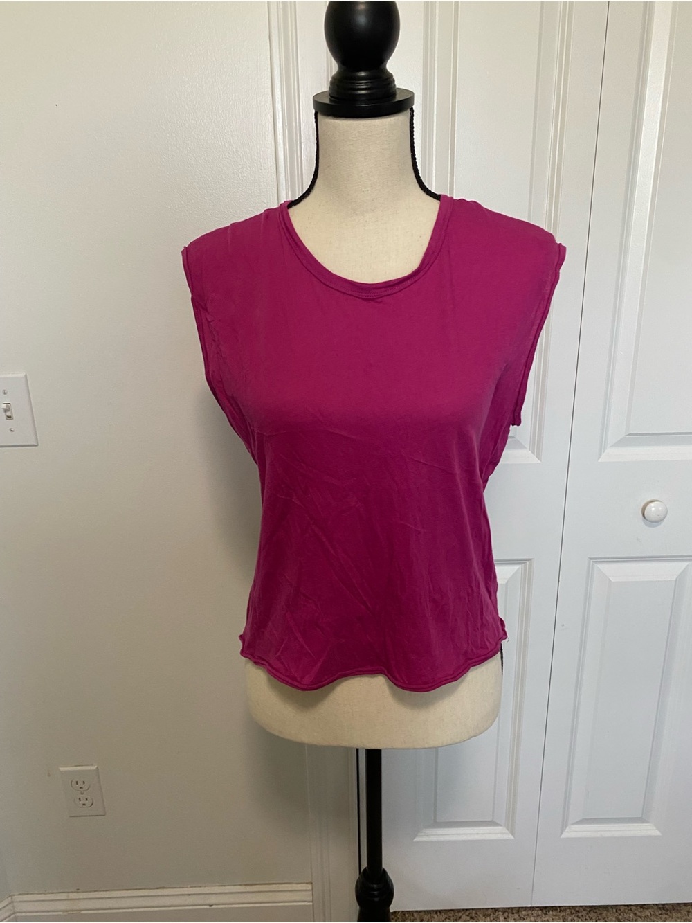 rag & bone Sleeveless Crewneck Tank in Bright Magenta